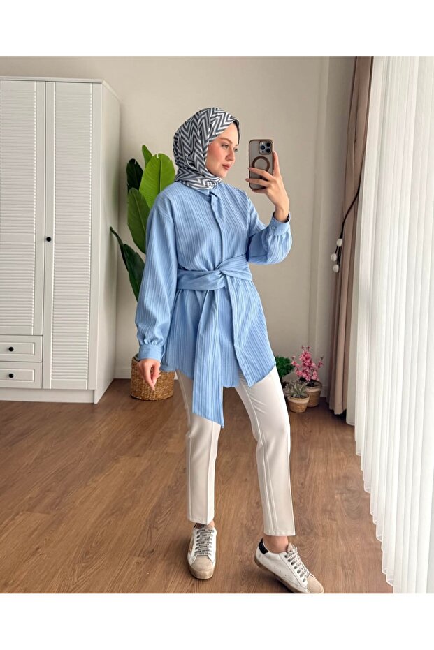 KUŞAKLI TESETTÜR GÖMLEK - 2