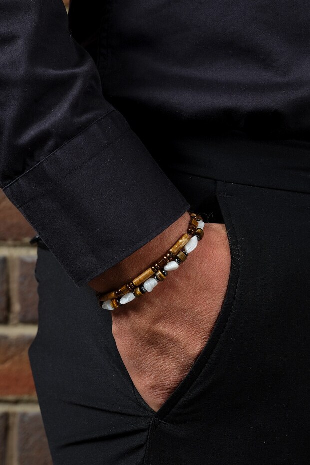 Positive Energy and Spiritual Peace Bracelet - Jasper, Tiger Eye, Hematite, Moon Stone