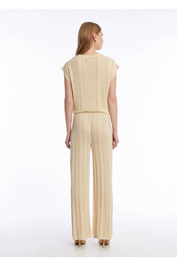 Ajur Örgü Bej Triko Üst - 5