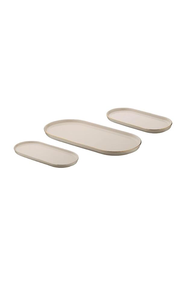 Mira Gold 3 Parça Servis Tabağı - 1