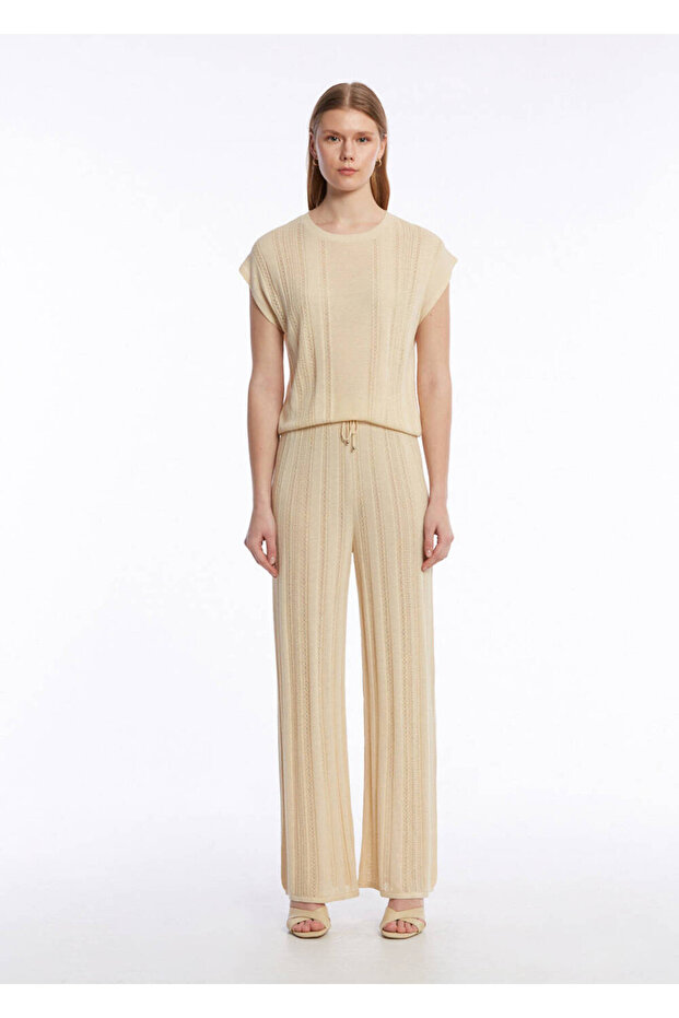 Ajur Örgü Bej Triko Üst - 2