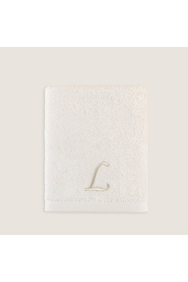 50x90 Cm Prosop de Față Brodat Ecru Solid - 1