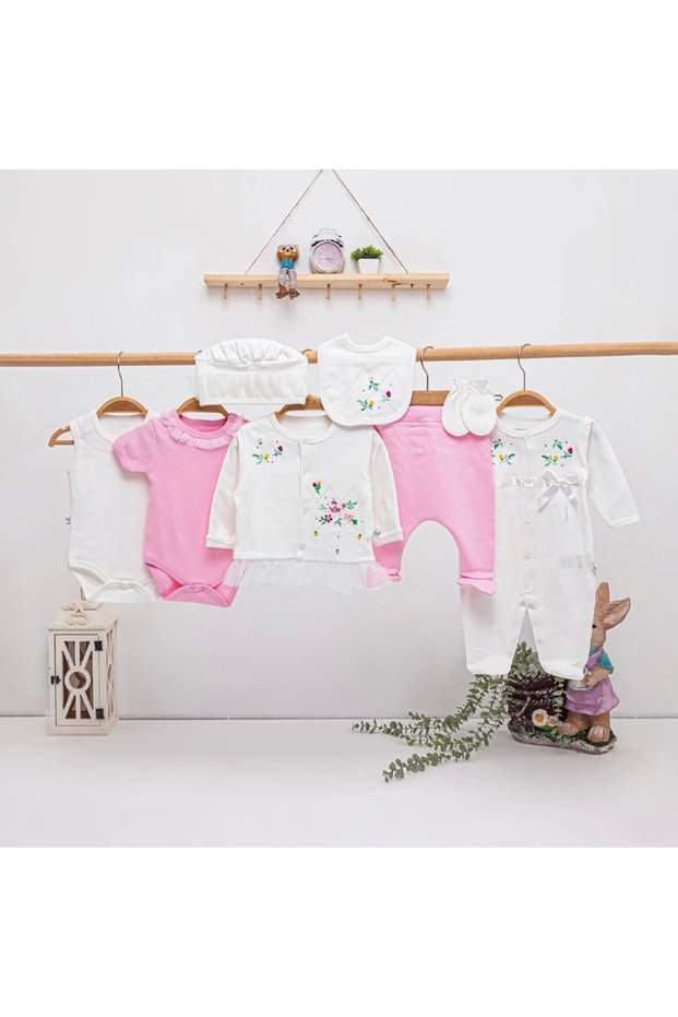 Cross Stitch Baby Girl 8 Piece Hospital Discharge, Bodysuit Set, Baby Set