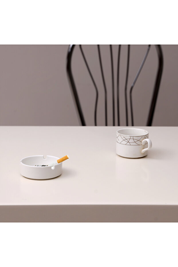 RF8009 4" Porcelain Ashtray - Portable Modern Ash Container Table Top