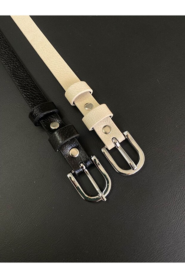 2Pcs Classic Thin Buckle Belt Waist Belt Coat Belt Dress Belt Trouser Belt