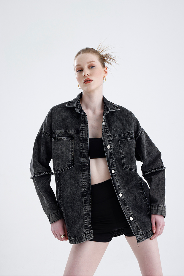 Oversize Basic Jeans Ceket - 1