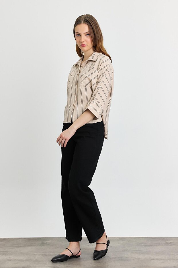 جيب مخطط باللون البيج - 3