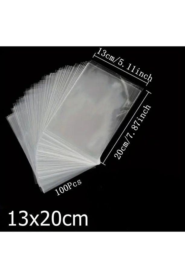 100 Adet 13x20 Cm Bantsız Şeffaf Opp Jelatin Poşet, Kurabiye Ve Şekerleme Poşeti - 2