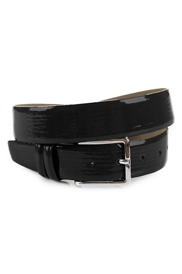 Men's Black Classic Patent Leather Belt 3.5 cm Faux Leather Men's Belt 1701351