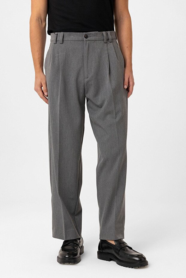 Yüksel Bel Relax Fit Pleated Men's Trousers