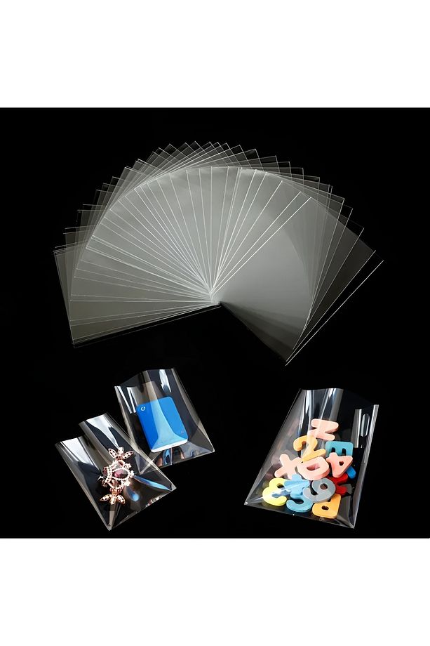 100 Adet 13x20 Cm Bantsız Şeffaf Opp Jelatin Poşet, Kurabiye Ve Şekerleme Poşeti - 4