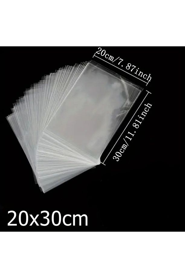 50 Adet 20x30 Cm Bantsız Şeffaf Opp Jelatin Poşet, Kurabiye Poşeti - 1