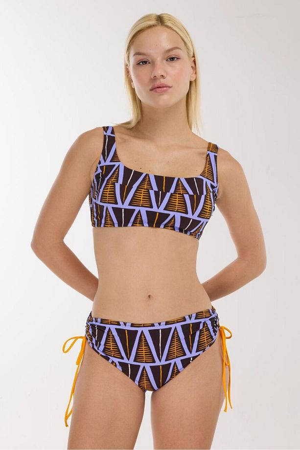 4676 Kahve Mor Desenli Bikini Takımı - 1