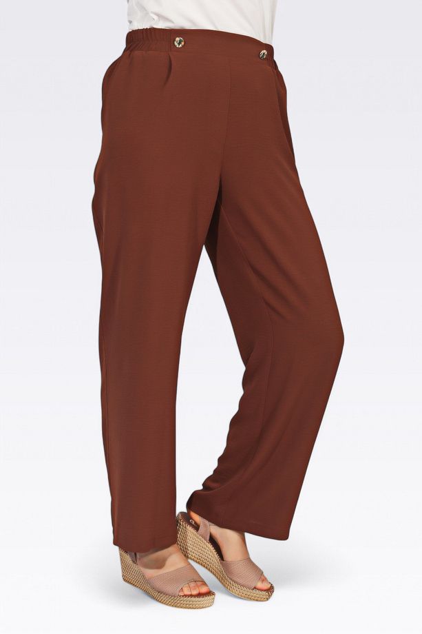 30250 CAMEL BELİ LASTİKLİ BORU PAÇA AYROBİN PANTOLON - 3