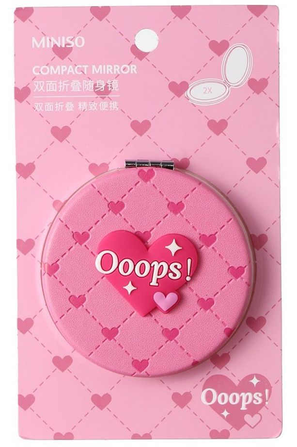 Pembe Kalpli Katlanabilir Cep Aynası - 5