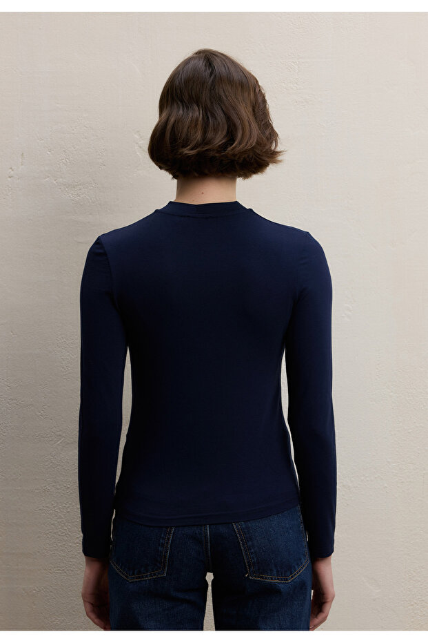 UZUN KOL BAMBU BODY LACİVERT - 4