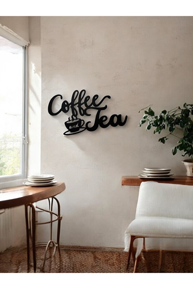Coffee and Tea Ahşap Duvar Yazısı, Mutfak Dekoru - 1