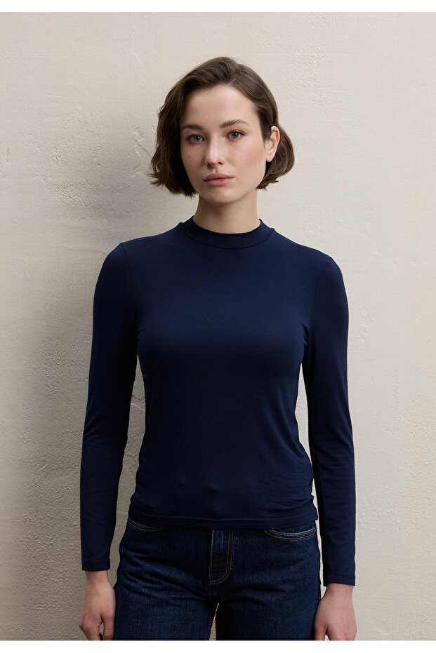 UZUN KOL BAMBU BODY LACİVERT - 3