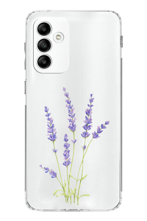 جراب سيليكون شفاف بتصميم زهرة اللافندر متوافق مع هاتف Galaxy A05S