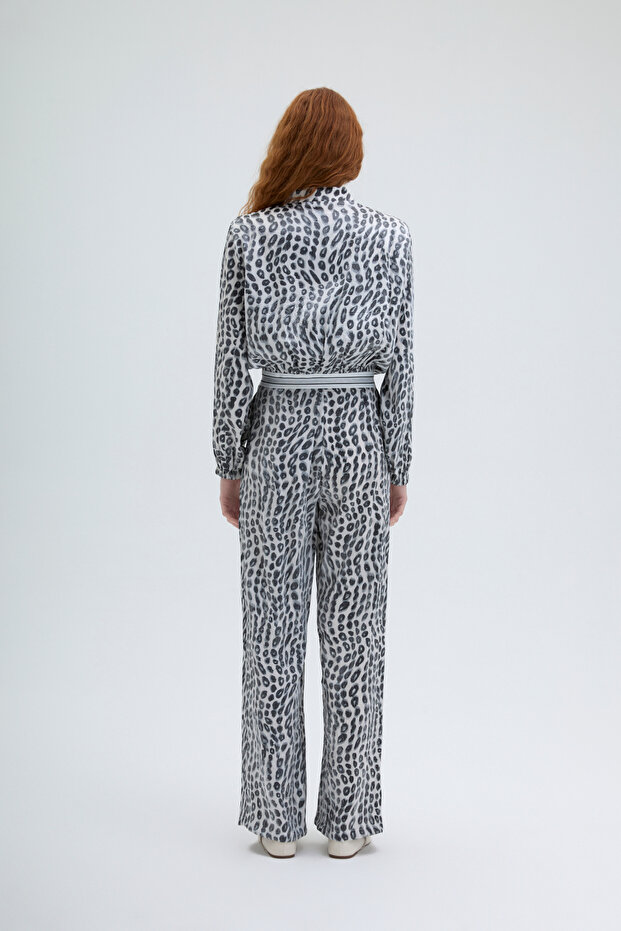 Ecru Bomber Jacket - Speckle Pattern and Zipper - 5