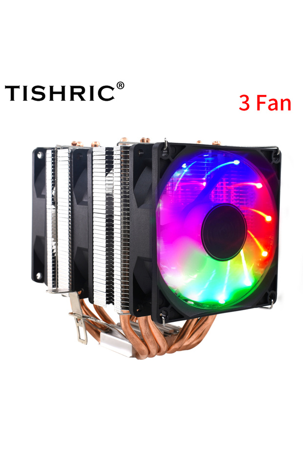 Fixed Color LGA2011-X79-X99-E5 3 Fan 6 Heat Pipes TISHRIC CPU Cooling Fan RGB 4Pin PWM 4/6 Heat Pipe - 1