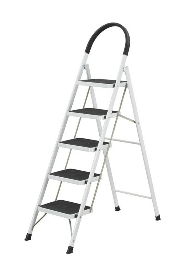 Metal 5 Basmaklı Katlanır Ev Ofis Merdiveni- Lüks Merdiven - Stabilit Metal Merdiven - 1