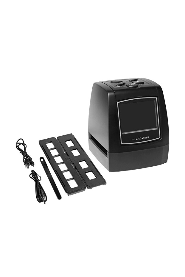 Black Protable Negative Film Scanner 35/135mm Slide Film Converter Photo Digital Image Viewer with 2
