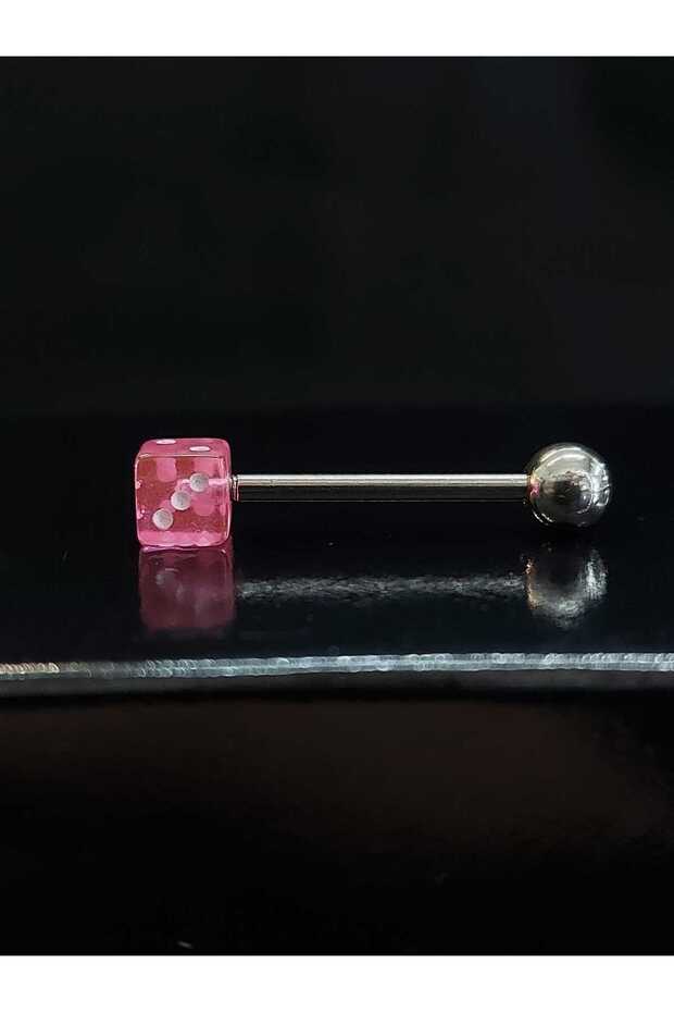 Zar Model Pembe Renkli Dil Dudak Göbek Kaş Piercing Çelik Zar Piercing - 4