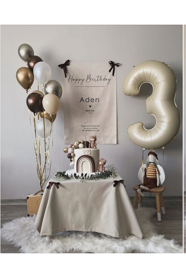 3 Yaş Folyo Balonlu Balon Demeti Seti 11 li - 1