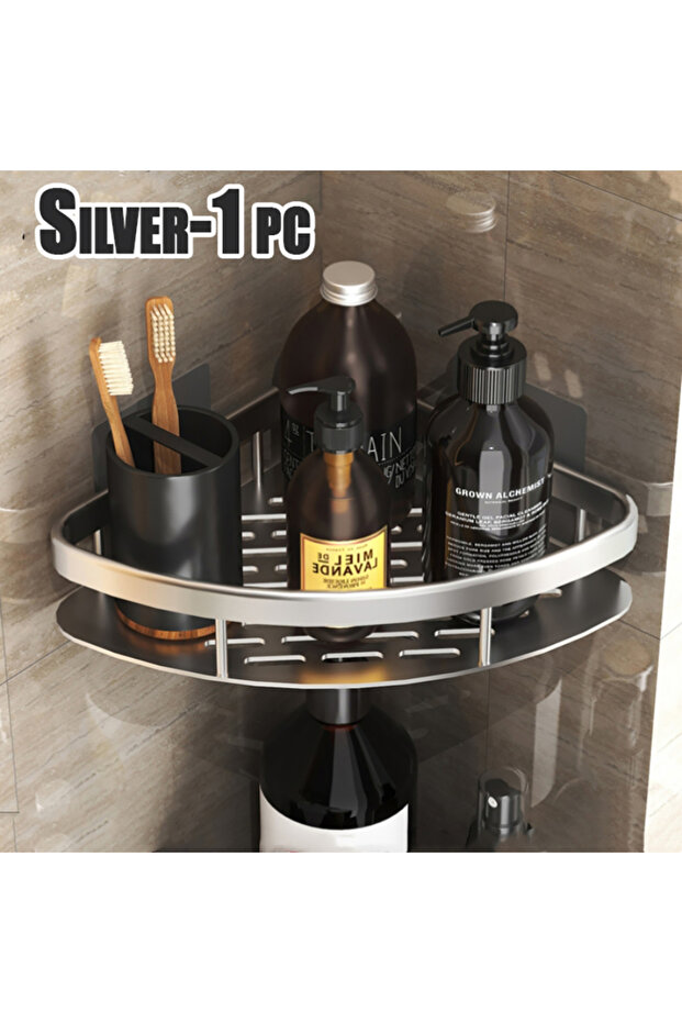 رف حمام مستطيل الشكل من Silver-A-1PCS معلق على الحائط، رف مناشف، رفوف حائط، رف دش