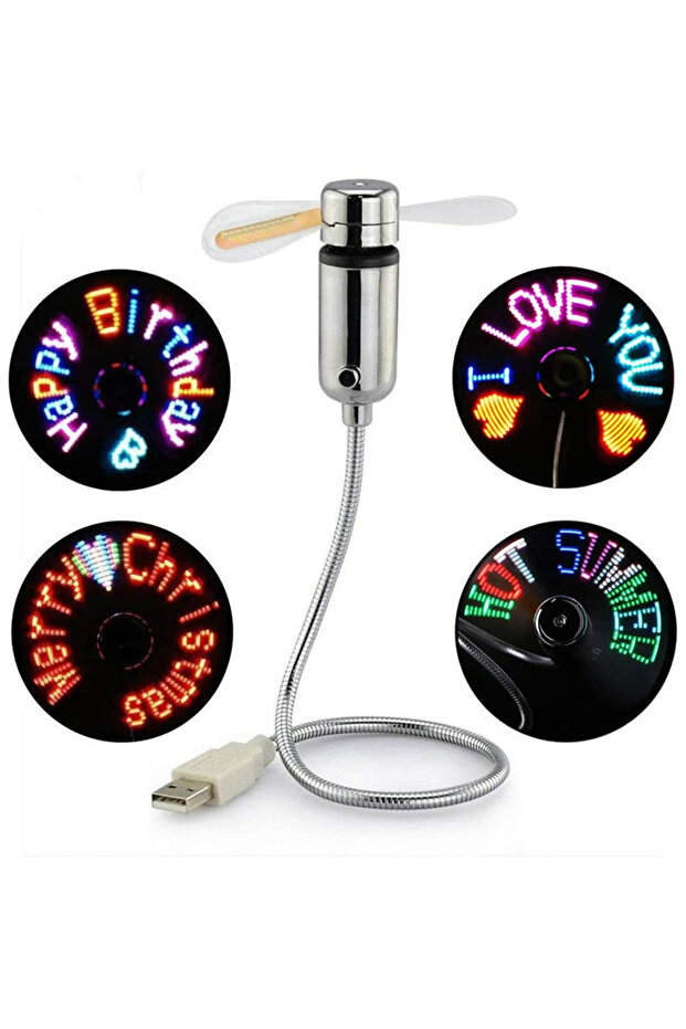 مروحة USB إبداعية قابلة للبرمجة بمصباح LED RGB USB، مروحة مرنة قابلة للبرمجة بمصباح USB، رسالة DIY - 1