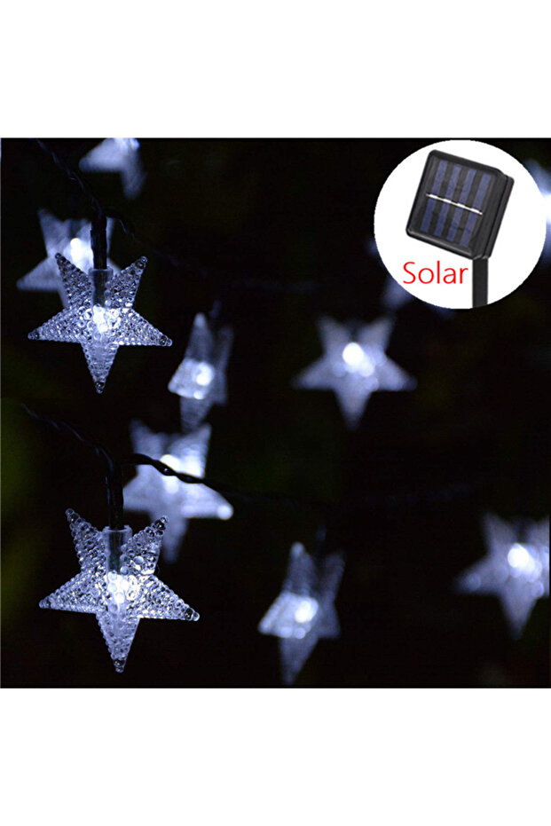 12M 100LEDS Star White Solar Star String Lights Outdoor Waterproof LED Solar Powered Fairy Lights Fo