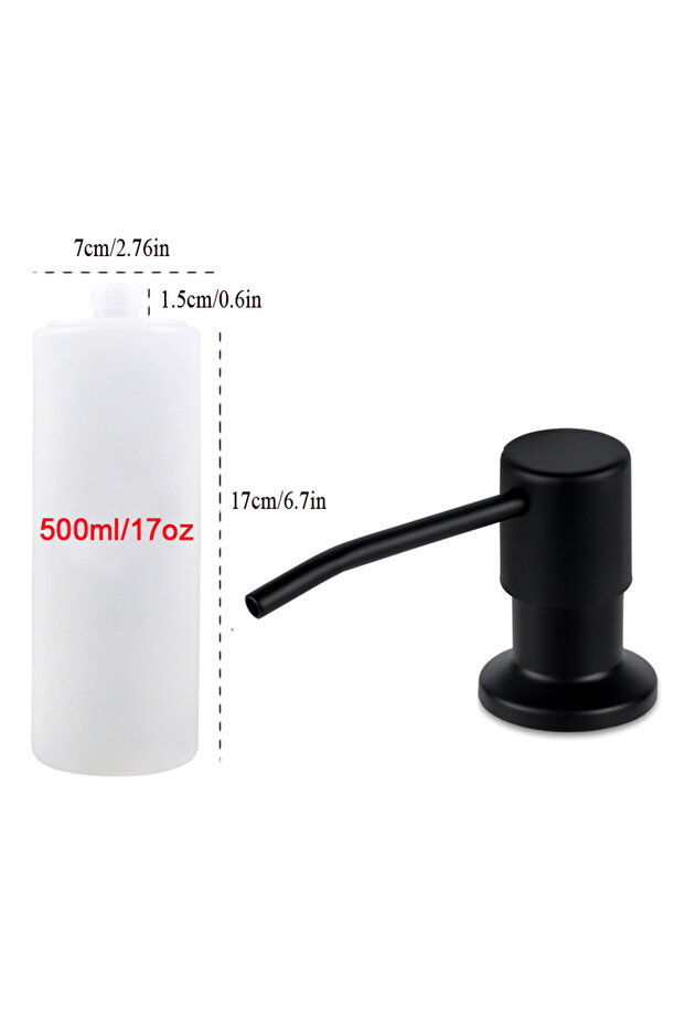 500ML Black Soap Dispenser for Kitchen Sink, Kichen Sink Soap Dispenser,Extension Tube kit, Under Si