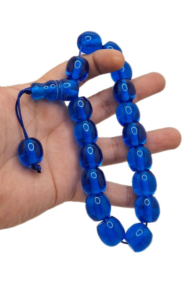 Large Size Special Model Blue Color Efe Mascot Powder Amber Prayer Beads