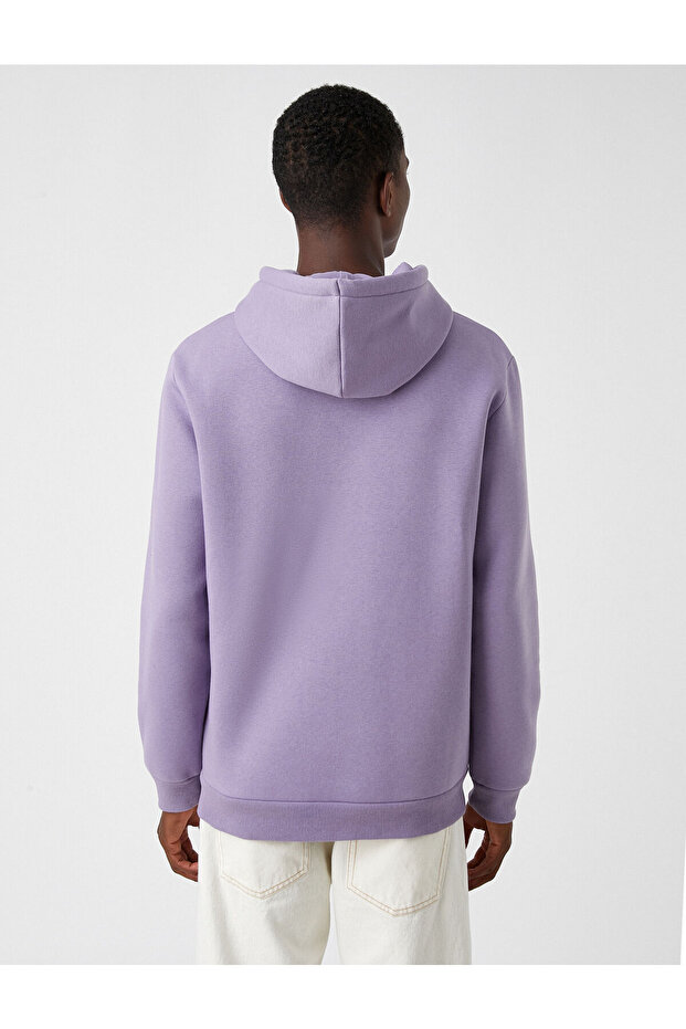 Basic Kapşonlu Sweatshirt Şardonlu - 4