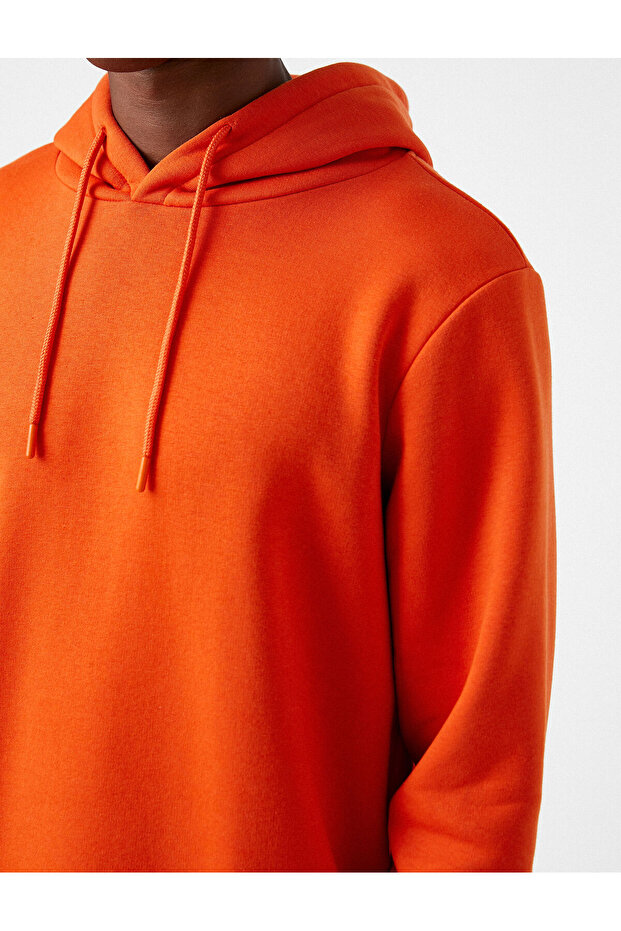 Basic Kapşonlu Sweatshirt Şardonlu - 5