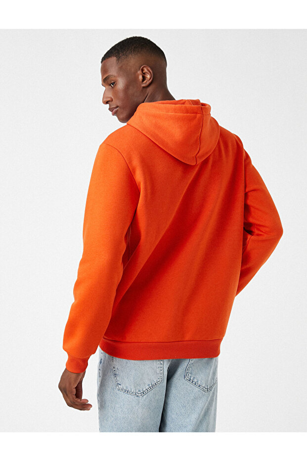 Basic Kapşonlu Sweatshirt Şardonlu - 4