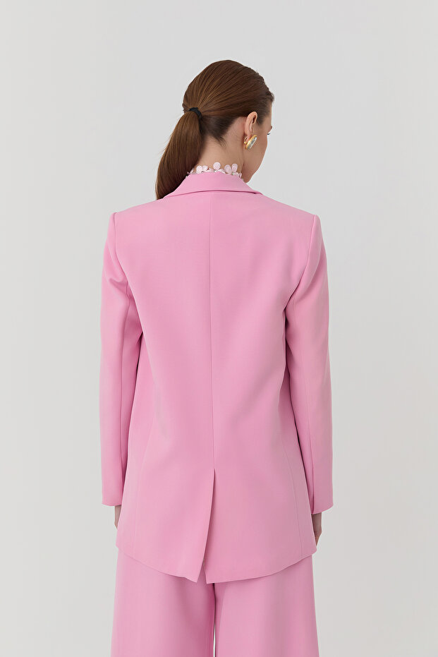 Quzu Blazer Ceket Pembe - 5