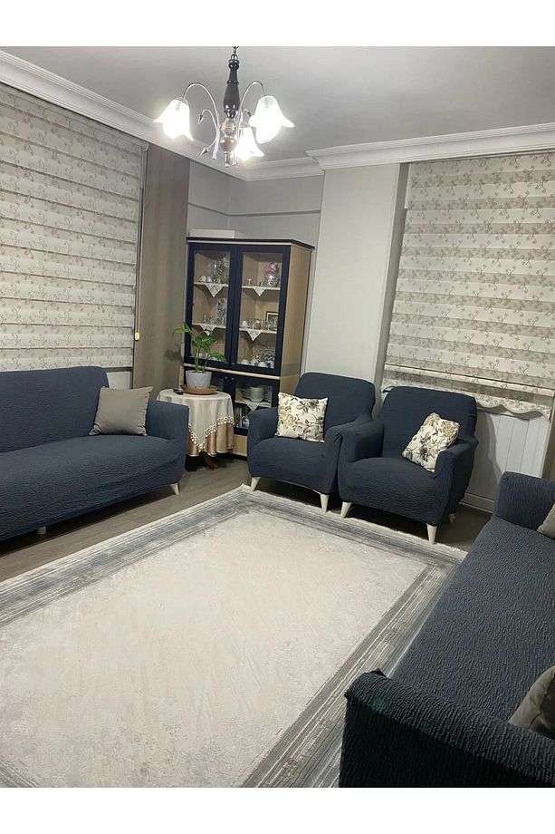 Koltuk Kanepe Çekyat Örtüsü Çubuk Desen Esnekli Eteksiz 3 3 1 1 Takım Için - 3