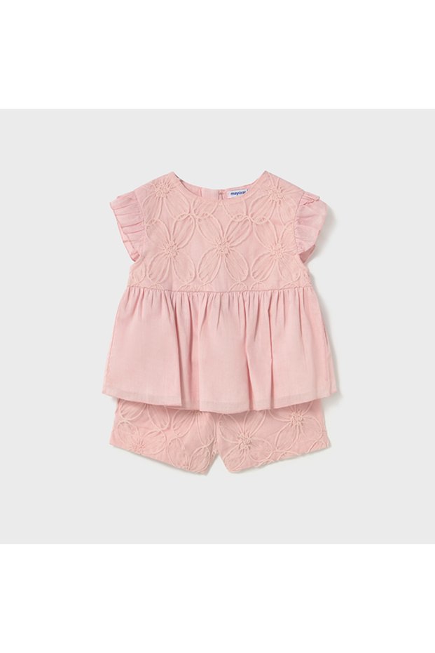Baby Girl Laced Cotton Shorts Set L25Y1261