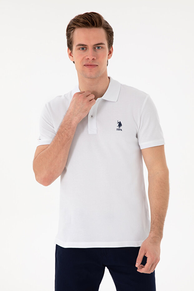 Men's Slim Fit Polo Neck White Basic T-Shirt 50298041-Vr013