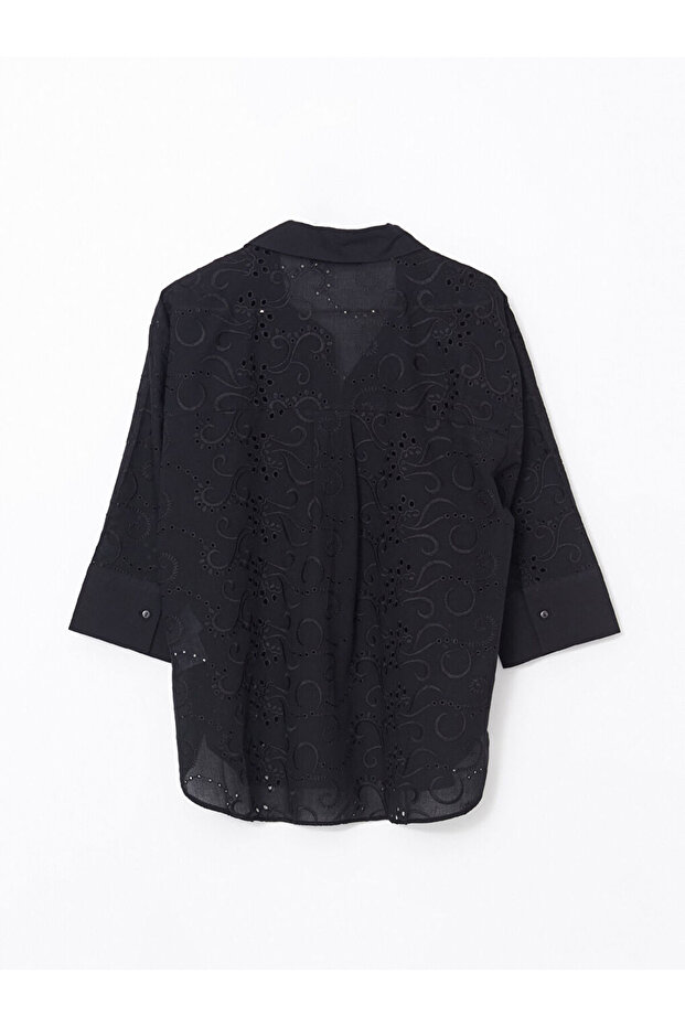 LCW Ajurlu Oversize Kadın Gömlek Fast Moda - 6
