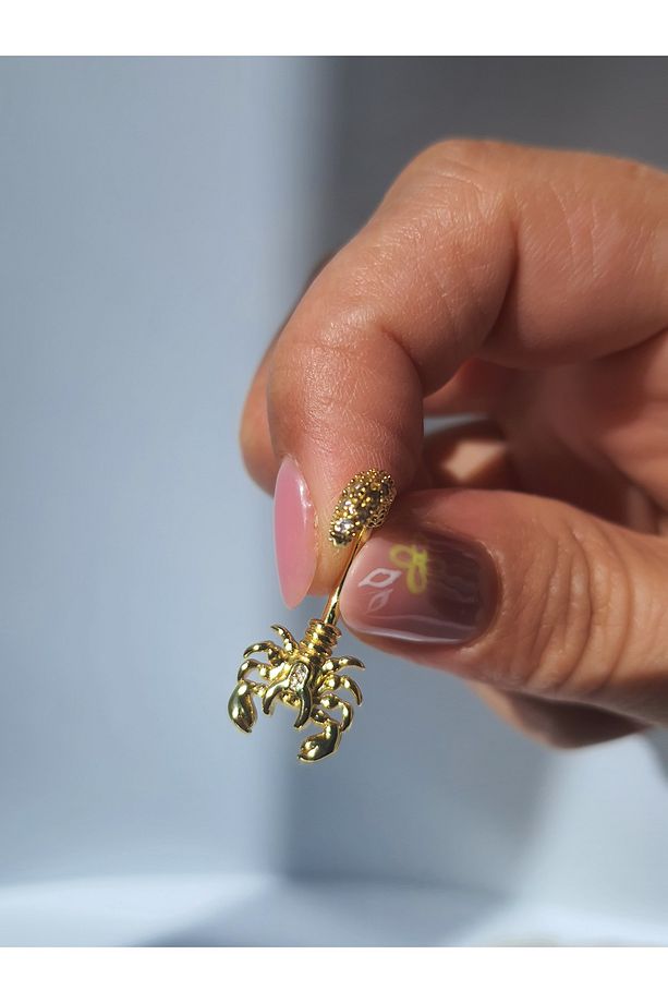 Akrep Zirkon Taşlı Çelik Göbek Piercing - 2
