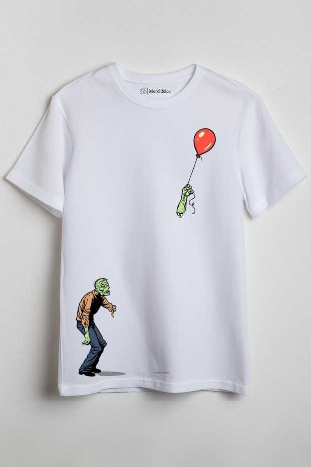 Unisex T-Shirt with Balloon Zombie Print
