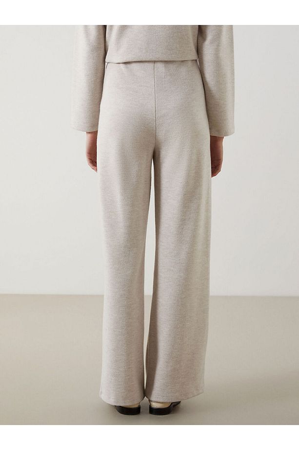 LCW Modest Bej Beli Lastikli Geniş Paça Kadın Pantolon - 4