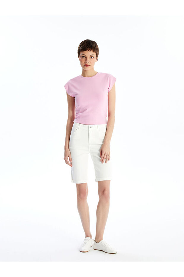 LCW Normal Bel Bermuda Fit Kadın Jean Şort - 1