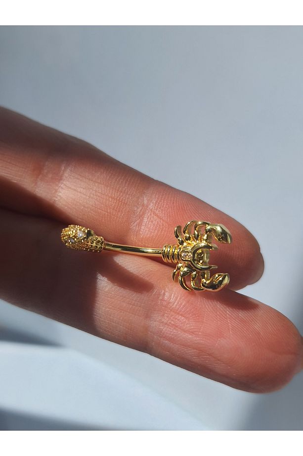 Akrep Zirkon Taşlı Çelik Göbek Piercing - 4