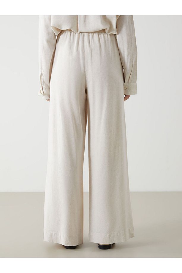 LCW Beli Lastikli Keten Karışımlı Kadın Pantolon Fast Moda - 4