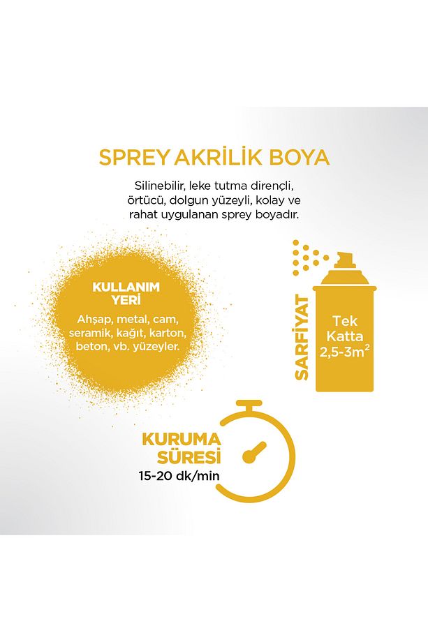 Sprey Boya Krom Sarı 400ml Ral1023 - 3