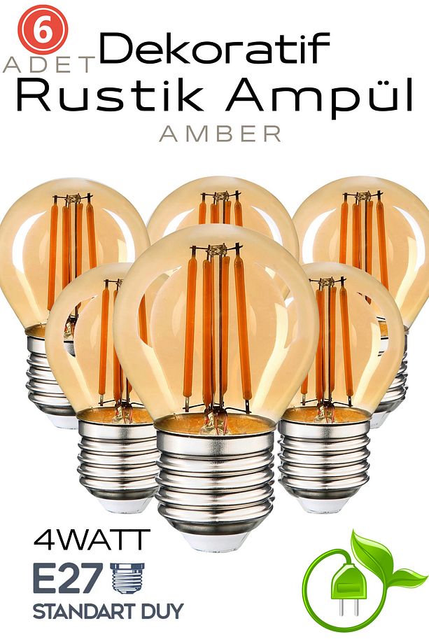 Dekoratif Retro 4w Rustik Ampül Amber Işık E27 Standart Duy 220v - 1